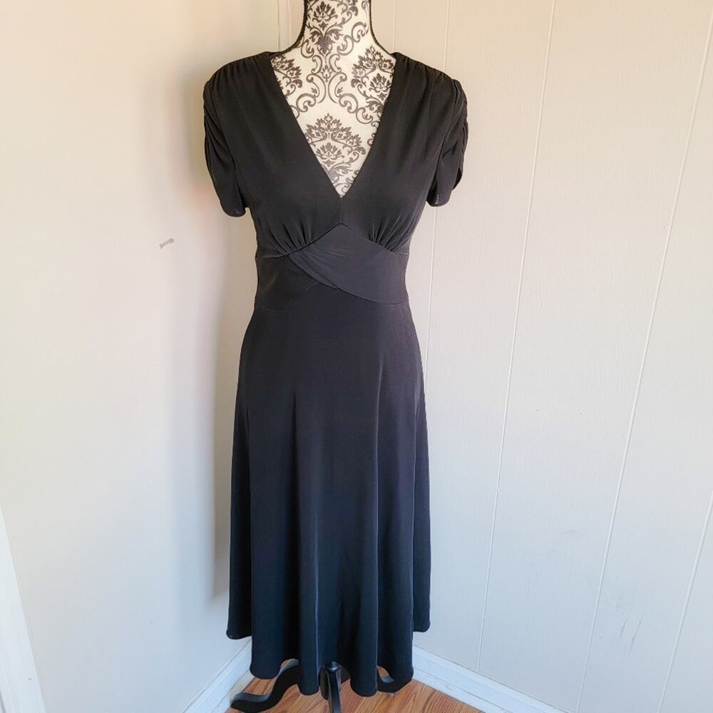 David Meister Black Fit & Flare Midi Dress